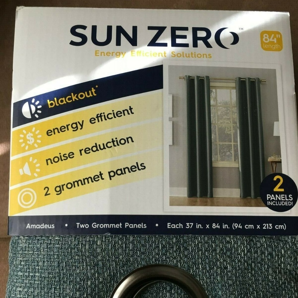 Sun Zero Blackout Curtains Amadeus Teal 37" x 84"